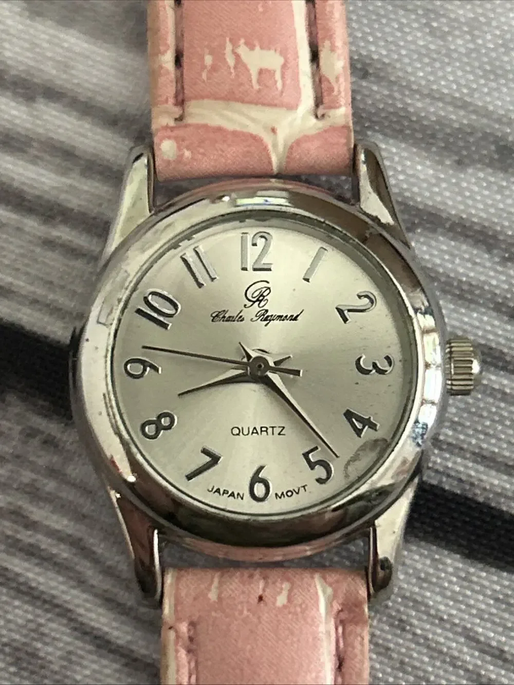 Charles Raymond Silver Tone Pink Band Women’s Quartz Watch